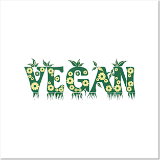 Vegan Letters with Plants Posters and Art